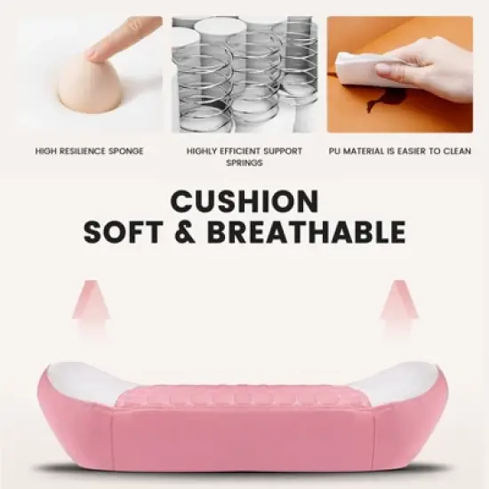 APRILSOUL High Back Gaming Chairs PVC Leather, Ergonomic Gamer Chair with Footrest, Adjustable Headrest, Lumbar Support, Pink image {5}