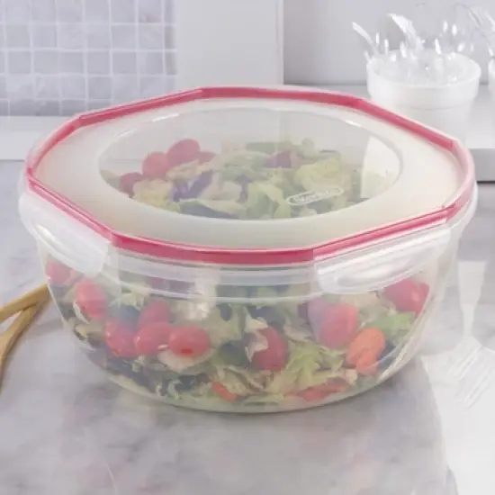 Sterilite Ultra Seal 8.10 Quart Capacity Clear Plastic Food Storage Bowl Container with 4 Point Latching Lids and Easily Stackable Design image {5}