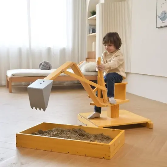Avenlur Excavator: Wooden Ride-On Fun with Two-Handed Controls for Toddlers - Portable Outdoor Sandbox Adventure Toy! image {5}