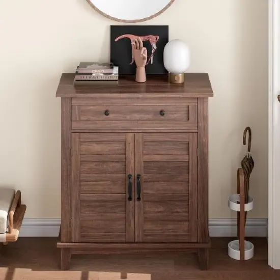 Farmhouse Storage Cabinet Adjustable with 7-Tier Shelves Style 31.5", Rustic Kitchen & Dining Room Organizer, Multi-Functional Entryway Cabinet image {7}