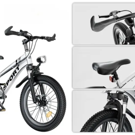DSVIMOY 24 Inch Kids Mountain Bike for Boys & Girls Ages 7-12, 7-Speed Gears, Silver, 62.4"*25"*39" image {3}