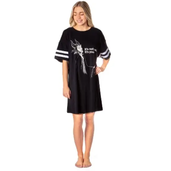 Disney Villains Womens' Maleficent It's You Nightgown Pajama Shirt Dress Black image {3}