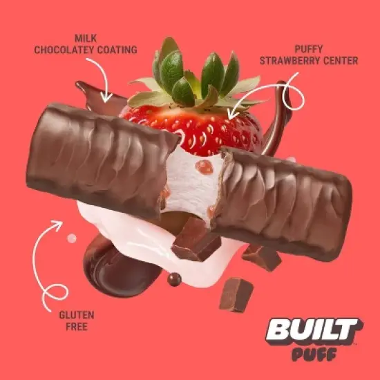 Built Bar Strawberries 'N Cream Puff Protein Bars - 15g Protein - 4ct image {2}