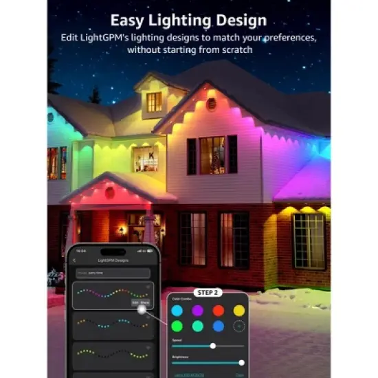 Lepro E1 AI Permanent Outdoor Lights APP Control, Smart RGB+IC House Lights Alexa Google Enabled, AI Generated Lighting LLM, NO Remote, 2.4 GHz WiFi image {7}