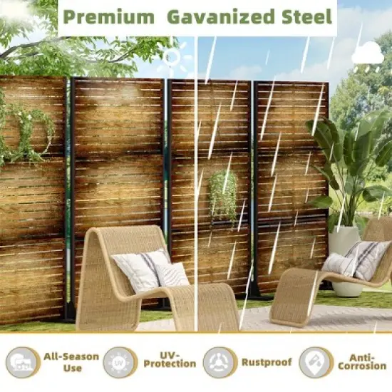 Lirago 72 in Garden Fence Panels Galvanized Outdoor Privacy Screen image {5}