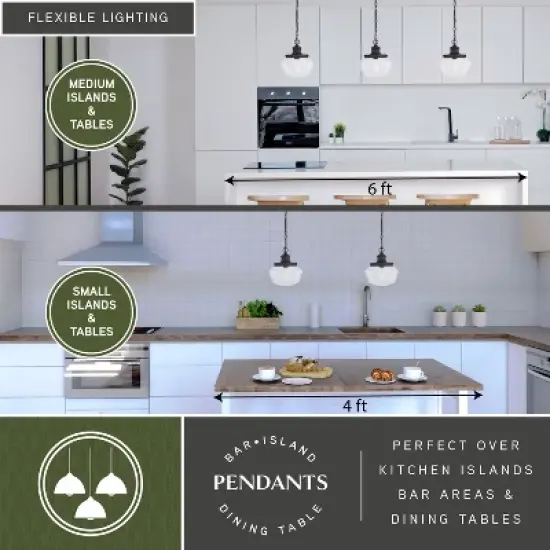 VAXCEL Collins 1 Light Black Farmhouse Outdoor Pendant Clear Schoolhouse Glass image {1}