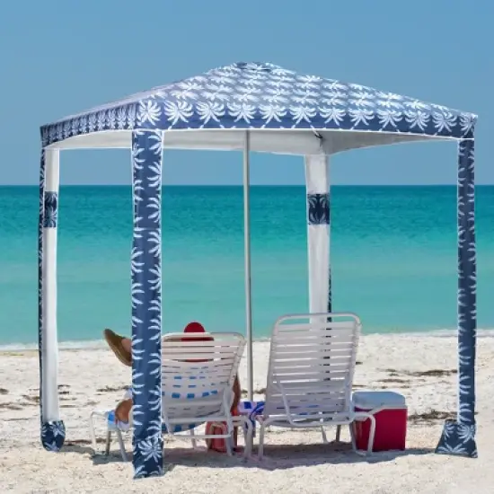 Outsunny Quick Beach Cabana Canopy Umbrella, 7.9' Easy-Assembly Sun-Shade Shelter with Sandbags, Cool UV50+ Fits Kids & Family image {1}