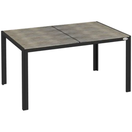 Gulches Outdoor Dining Table for 6, Aluminum Rectangular Patio Table with Faux Wood Top, 55" x 35.5", Gray image {9}