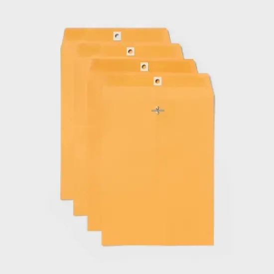 4ct 9" x 12" Clasp Closure Manila Envelopes - up&up&trade;: Large Mailing Envelopes, Beige, Paper, Stationery, 4 Pack image {2}