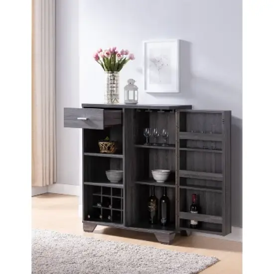 Ereth Modern Wine Bar Cabinet Dark Gray - miBasics image {6}