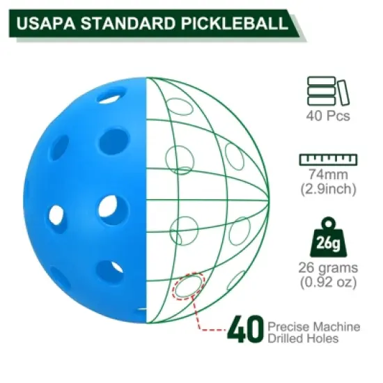 Unique Bargains Durable Precision Technology Good Balance Pickle Ball Balls 40 Pcs image {1}