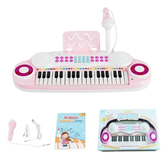 Costway 37-Key Toy Keyboard Piano Electronic Musical Instrument BluePink image {11}