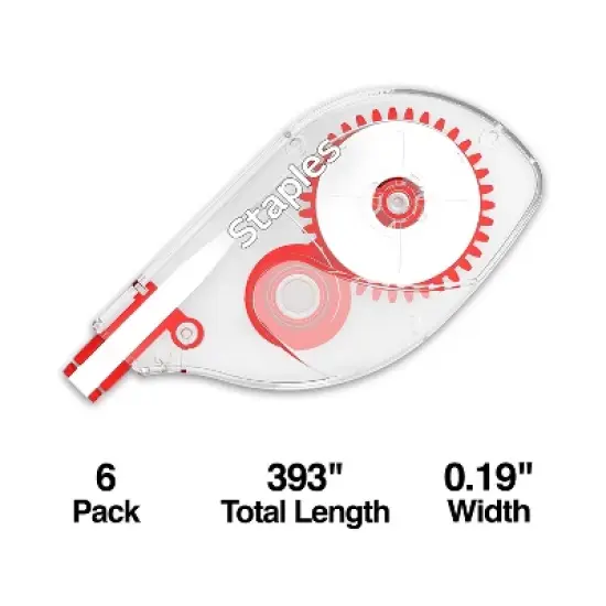 Staples Correction Tape White 6/Pack (ST59819) ST59819-CC image {1}
