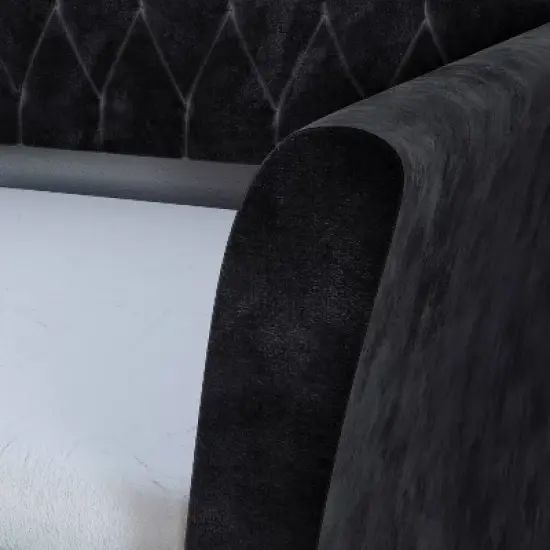 Twin Opal Velour Upholstered Sofa Daybed with Trundle - Eco Dream image {3}