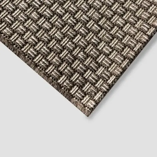 Basketweave Outdoor Rug Coffee - Smith & Hawken image {1}