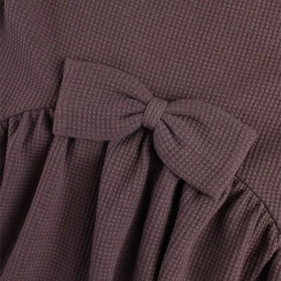 RuffleButts Little Girl Waffle Knit Long Sleeve Bow Back Top image {2}