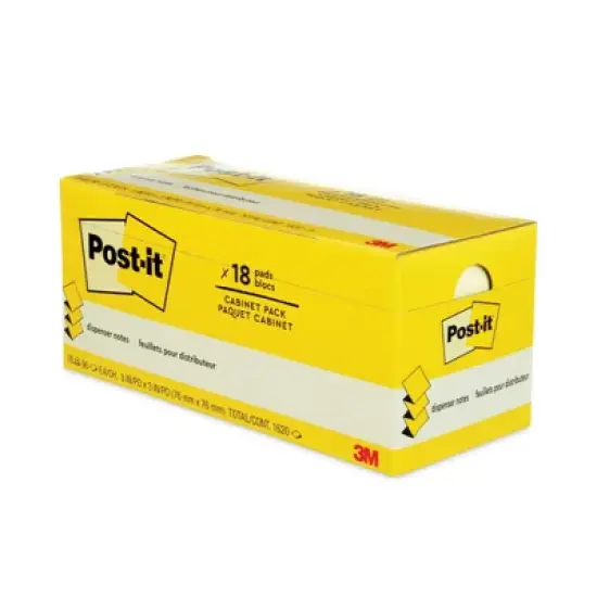 Post-it Pop-up Notes Original Canary Yellow Pop-up Refill Cabinet Pack, 3" x 3", Canary Yellow, 90 Sheets/Pad, 18 Pads/Pack image {6}