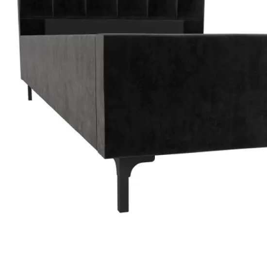 Cara Velvet Upholstered Bed - Room & Joy image {4}