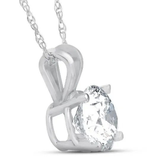 Pompeii3 3 Ct Moissanite Solitaire Pendant 14k White Gold Womens Necklace image {1}