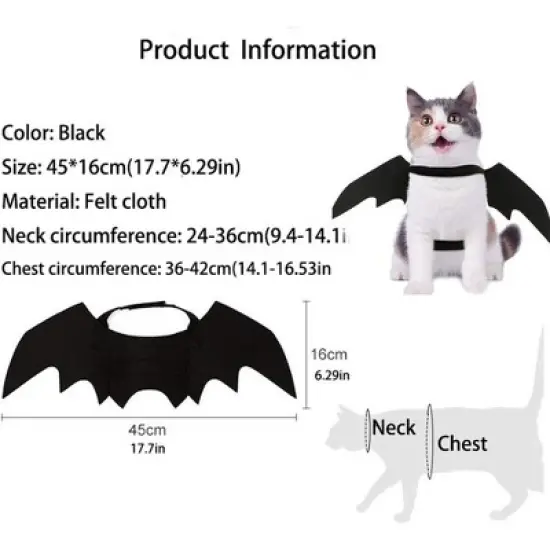 Pet Cat Bat Wings for Halloween Party Decoration, Puppy Collar Leads Cosplay Bat Costume,Cute Puppy Cat Dress Up Accessories image {2}