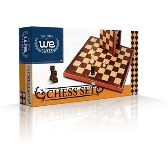 WE Games Folding Wood Travel Chess Set- 11.5 in Walnut Veneer Board image {4}