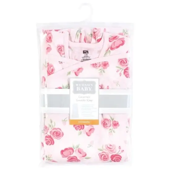Hudson Baby Infant Girl Convertible Swaddle Sleep Sack, Blush Rose image {1}