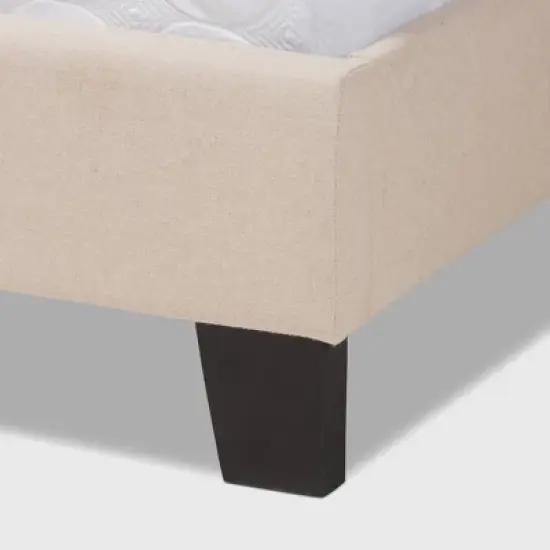 Ramon Linen Panel Bed with Nailhead Trim - Baxton Studio image {4}