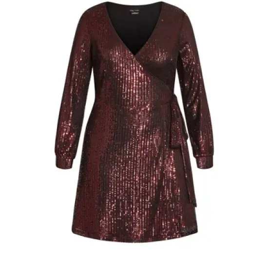 Women's Plus Size Party Glow Wrap Dress - ruby | CITY CHIC image {4}