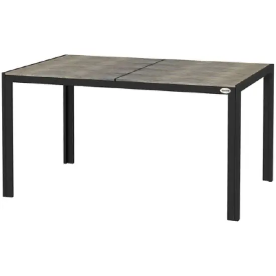 Syemin Patio End Table, Rectangular Outdoor Dining Table with All-Weather Faux Wood Top for Garden, Lawn, Patio, Gray, 39.7"*55"*35.5" image {1}
