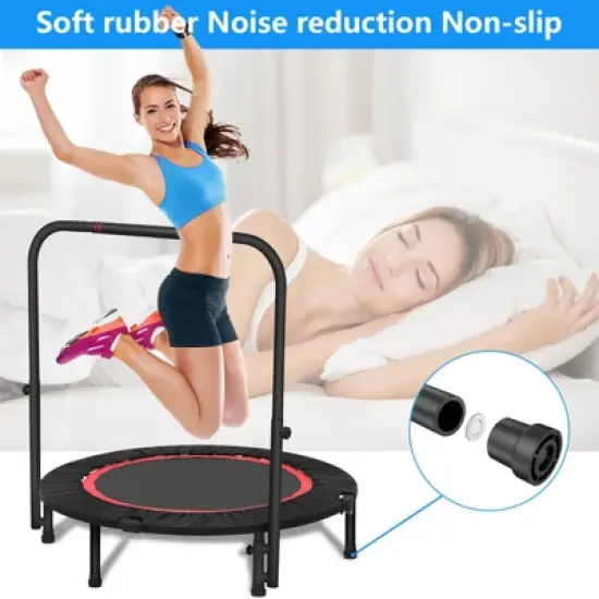 SUGIFT 40" Fitness Mini Trampoline, Exercise Rebounder with Adjustable Handle Max Load 450lbs image {5}