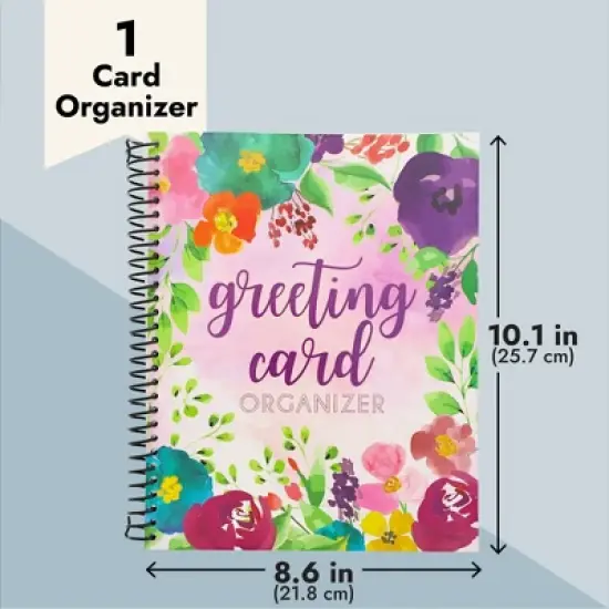 Sustainable Greetings Floral Month By Month Greeting Card Organizer 24 Pockets, Card Keeper Holder Storage for Birthdays, 8.5 x 10 In image {4}