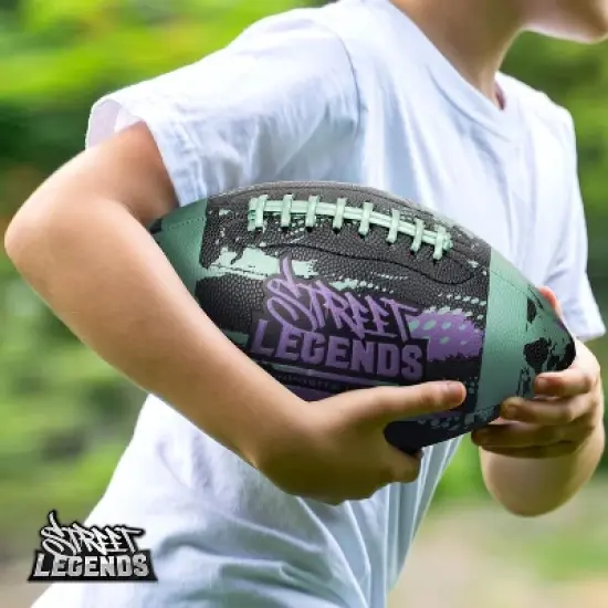Street Legends Youth Football for Kids, Graffiti Printed Composite Leather Size 8 for Training, Practicing, & Recreational Play (Hunter Green) image {3}