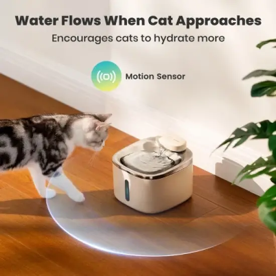 Oneisall PW04 Wireless Cat Fountain: 3.5L Stainless Steel, Battery Operated, Cordless, Rechargeable &ndash; Pet Water Dispenser (w/3 Filters) image {6}