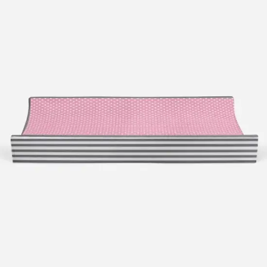 Bacati - Elephants Pink/Gray Pink Pin Dots Quilted Top Changing Pad Cover image {6}