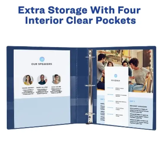 Avery 1" Durable View 3 Ring Binders, Slant Rings, 220-Sheet Capacity, Blue, 4 Pack (17705) image {5}