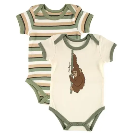 Touched by Nature Baby Boy Organic Cotton Bodysuits, Green image {2}