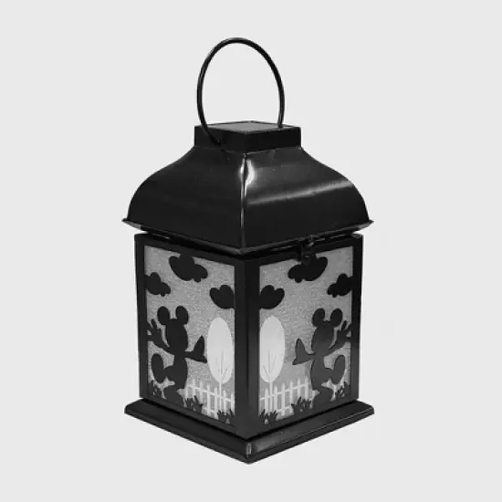 Disney 8.3" Mickey Mouse Solar Metal Outdoor Lantern Black image {1}