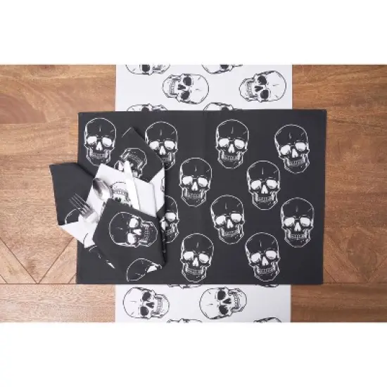 C&F Home Skeleton Skulls Pattern Halloween Reversible Decorative Table Runner 14" x 72" image {5}