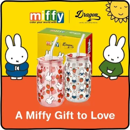 Dragon Glassware | Miffy 16 oz Strawberry Drinking Glasses Set of 2 image {6}