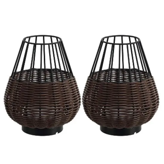 JONATHAN Y Elian 10" Decorative Indoor/Outdoor Faux Wicker Rechargeable/Cordless Dimmable Integrated LED Table Lamp image {7}