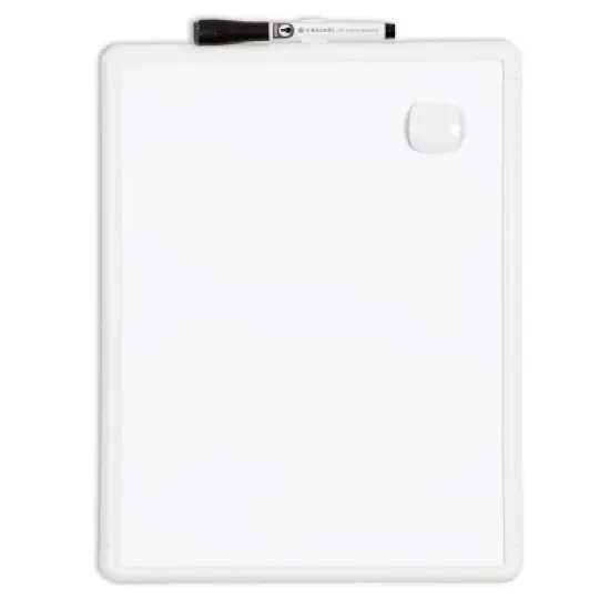 U Brands 11"x14" Contempo Magnetic Dry Erase Board - White: Small Wall Mount Presentation Board, Steel & Plastic image {2}