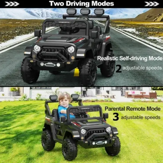 12V Kids Ride-On Truck with Remote Control, 3-Speed Electric Car with Music, LED Lights, Safety Features, Battery Power Wheels Car for Kids image {2}