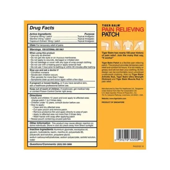 Tiger Balm Pain Relieving Patch - 5ct image {1}