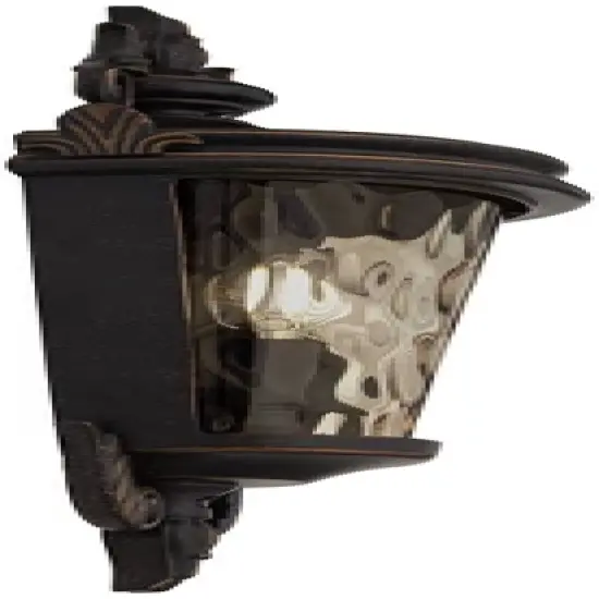 John Timberland Casa Marseille Rustic Outdoor Wall Light Fixture Veranda Bronze Scroll 17" Champagne Hammered Glass for Post Exterior Barn Deck House image {5}