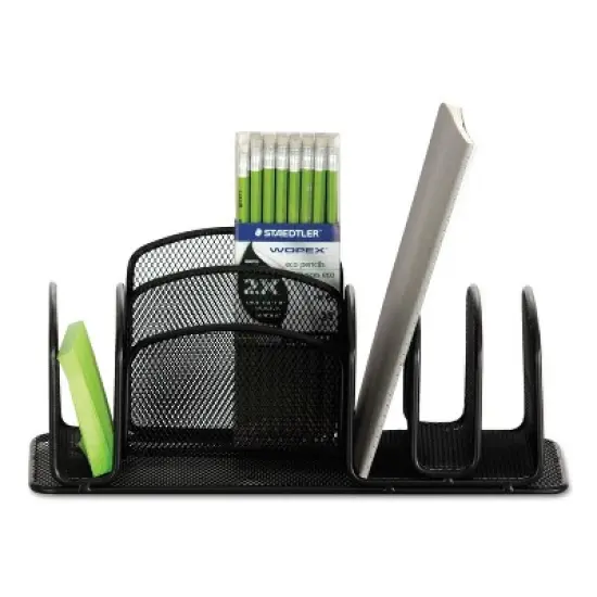 Safco Deluxe Organizer Six Compartments Steel 12 1/2 x 5 1/4 x 5 1/4 3251BL image {4}