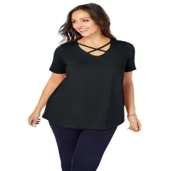 Jessica London Women&rsquo;s Plus Size Crisscross Strap Tee image {1}