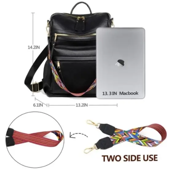 Backpack Purse for Womens Waterproof PU Leather Backpacks image {6}