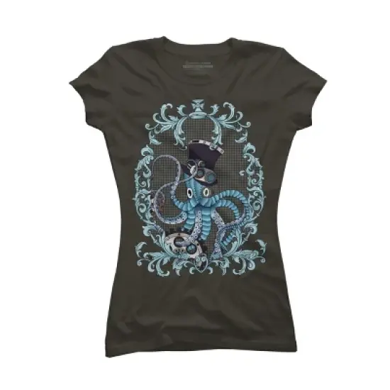 Junior's Design By Humans Steampunk Octopus By paviash T-Shirt image {6}