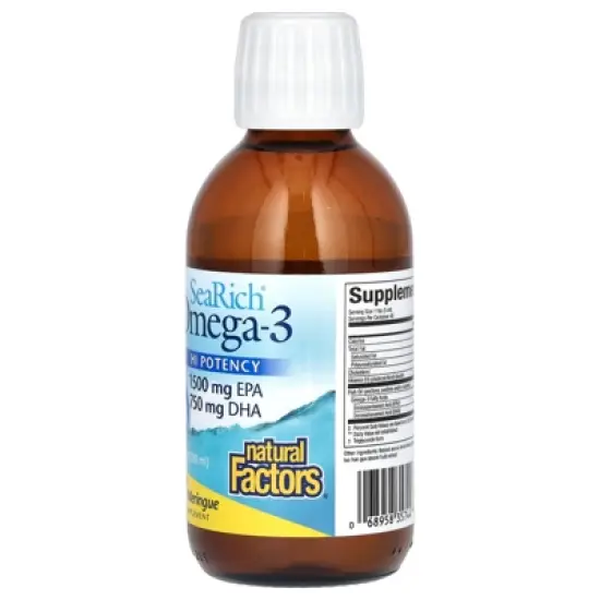 Natural Factors SeaRich Omega-3 with Vitamin D3, HI Potency, Delicious Lemon Meringue, 6.76 fl oz (200 ml) image {2}