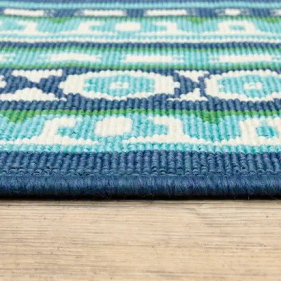 Marlowe Border Patio Rug Navy/Green image {3}